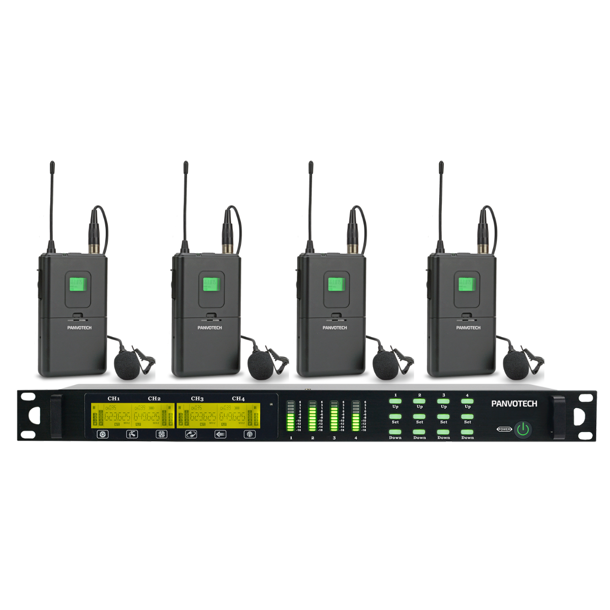 Panvotech 4-Channel  Wireless Microphone System PU-4002