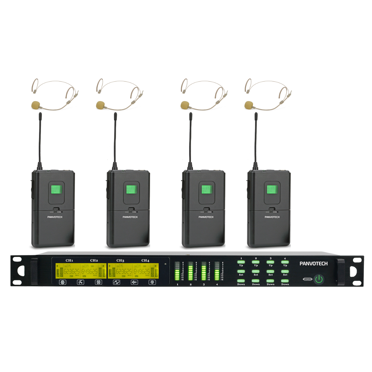 Panvotech 4-Channel  Wireless Microphone System PU-4002