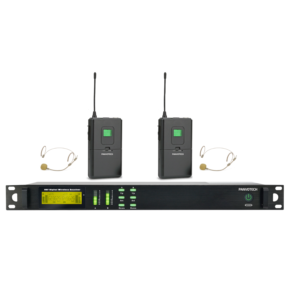 UHF Dual channel wireless mic for stage events