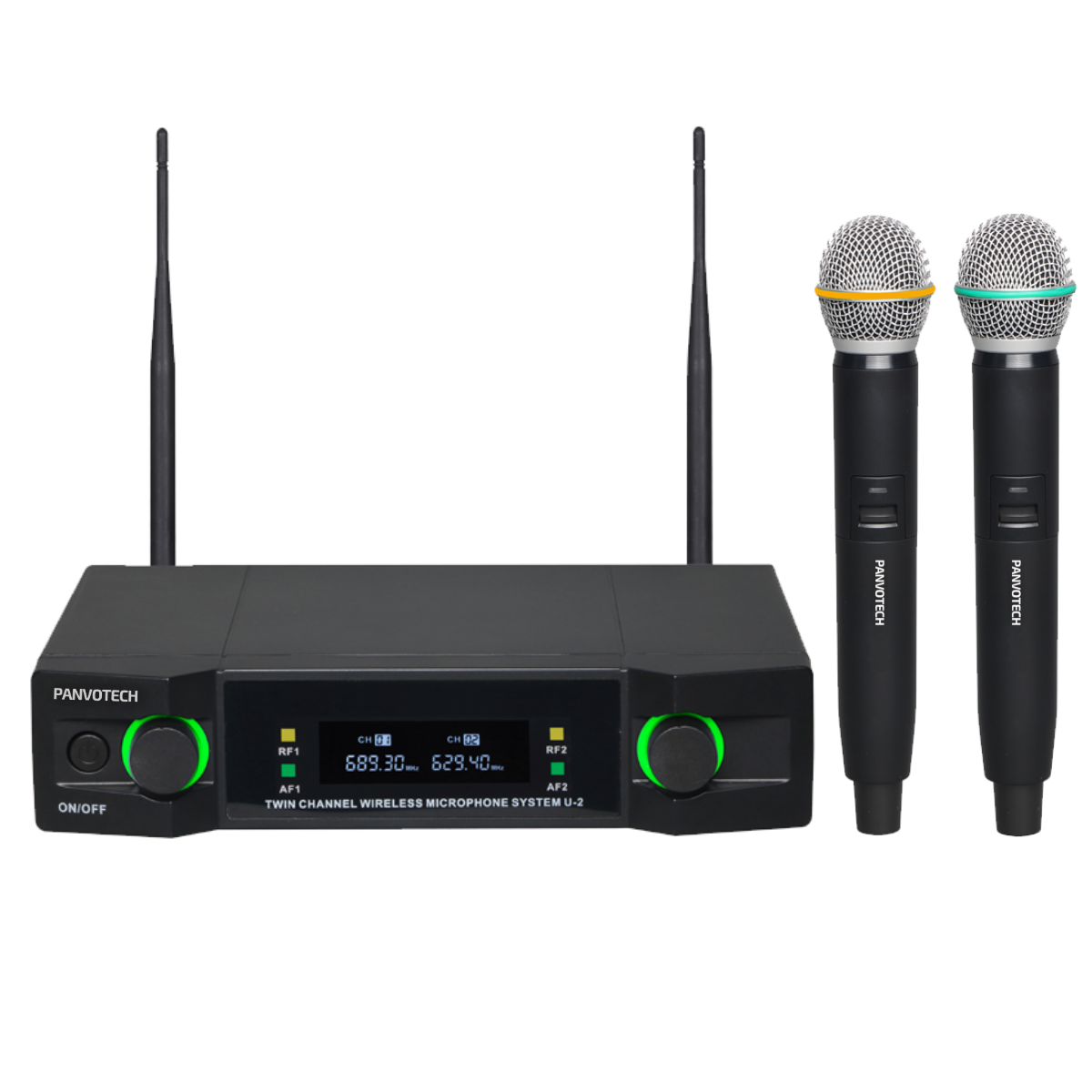 UHF Dual Wireless Handheld Lavalier Microphone System Fixed Frequency