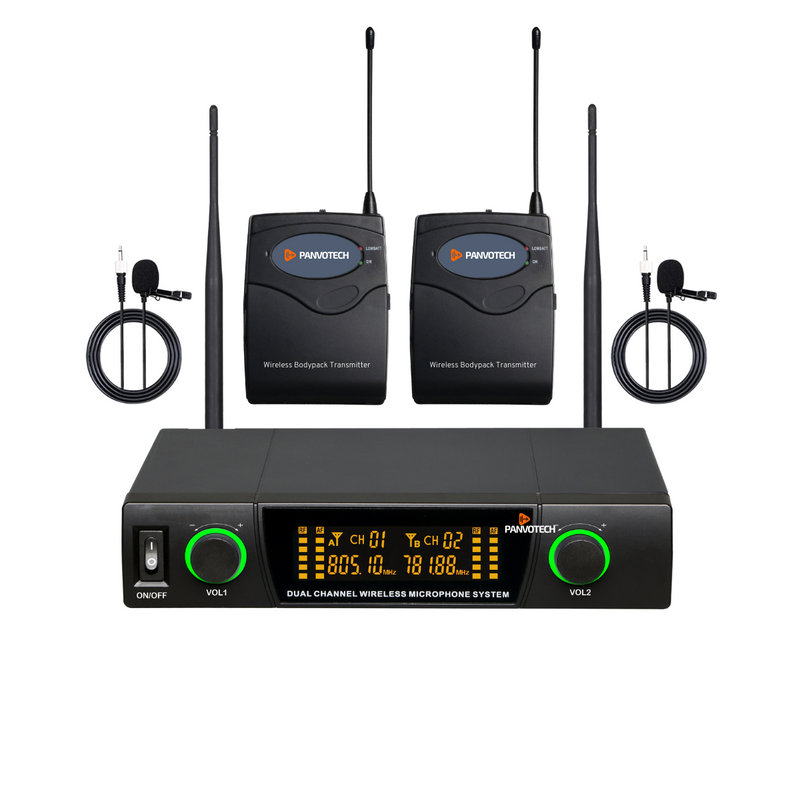 Panvotech UHF Band Dual Wireless Microphone System Single Frequency PU-603