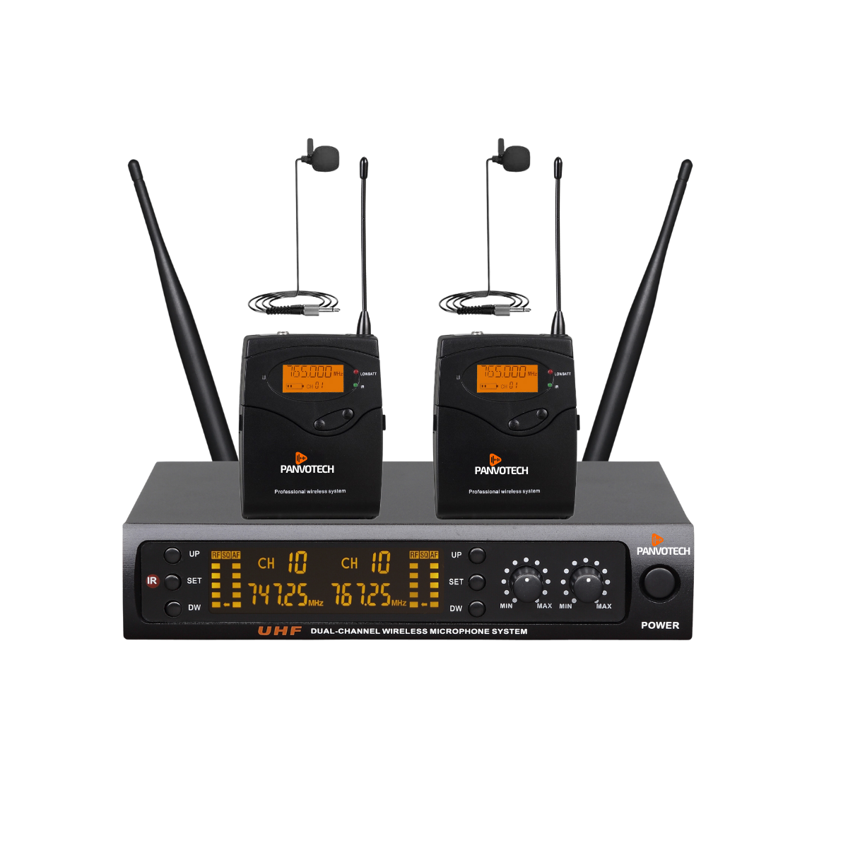 Professional UHF Dual Wireless Microphone System For Stage Performance