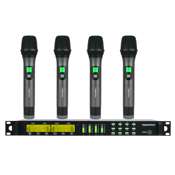 Panvotech 4-Channel  Wireless Microphone System PU-4002