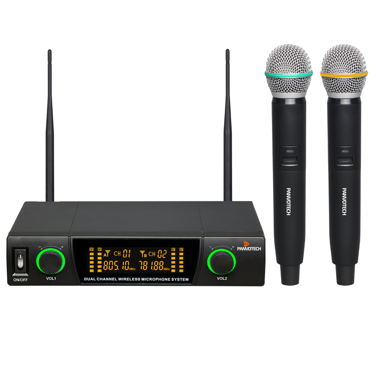 Panvotech UHF Band Dual Wireless Microphone System Single Frequency PU-603