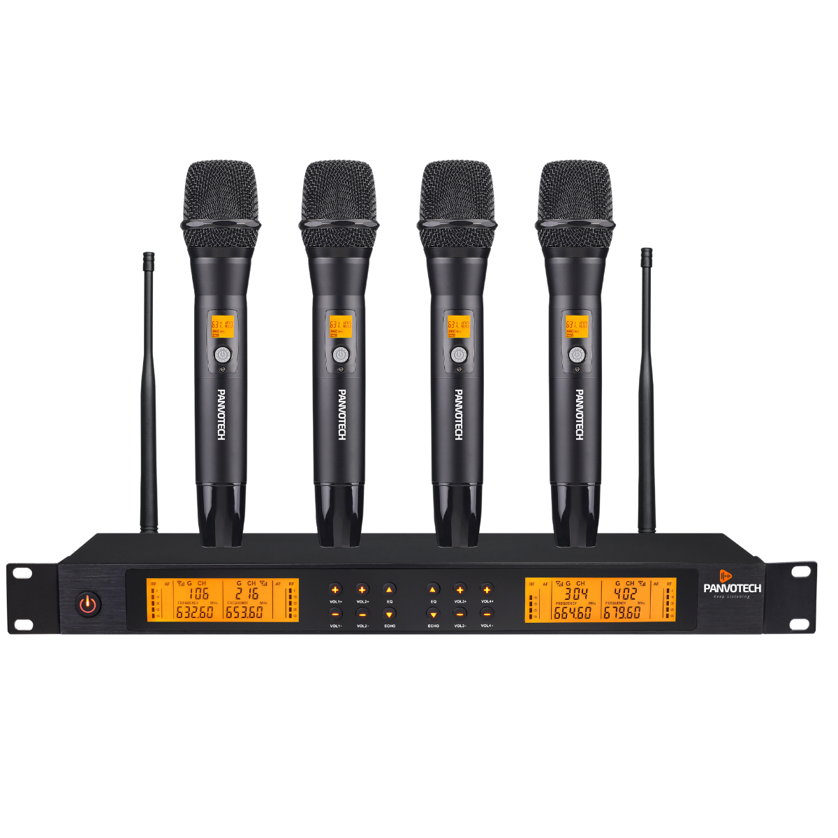 Panvotech 4-Channel  Wireless Microphone with EQ Control
