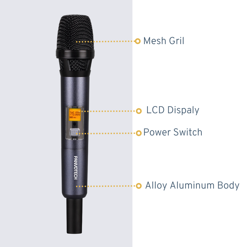 Professional UHF Dual Wireless Microphone System For Stage Performance