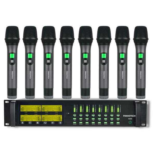 Panvotech 8-Channel Wireless Microphone For Stage Choir & Church Service PU-8002