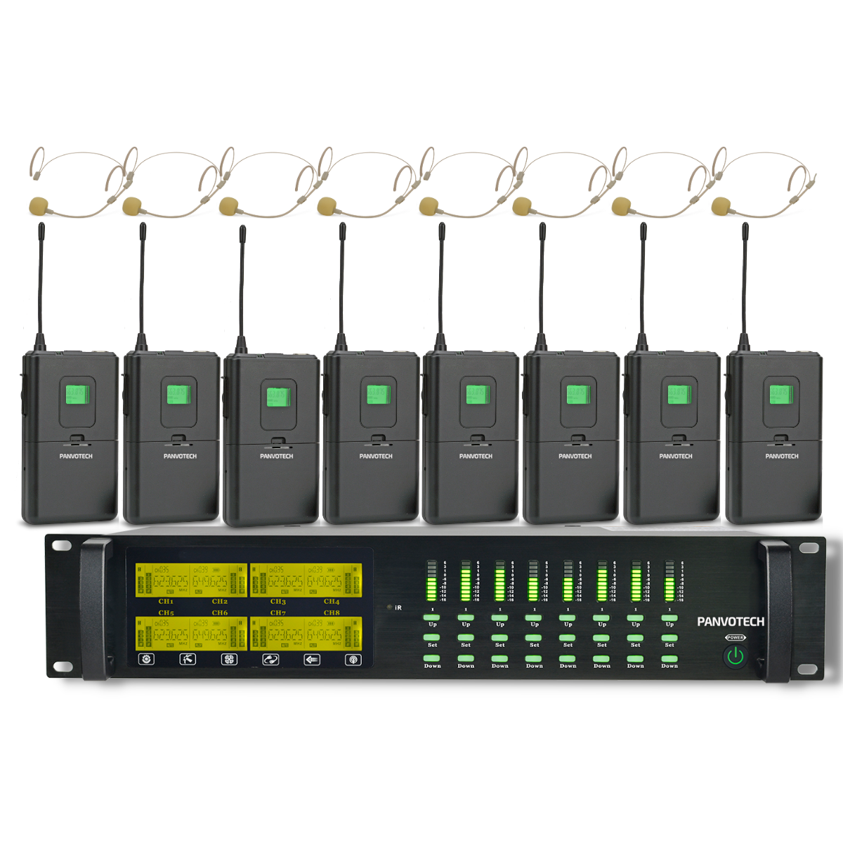 Panvotech 8-Channel Wireless Microphone For Stage Choir & Church Service PU-8002