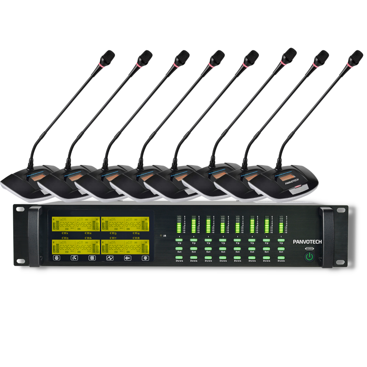 Panvotech 8-Channel Wireless Microphone For Stage Choir & Church Service PU-8002