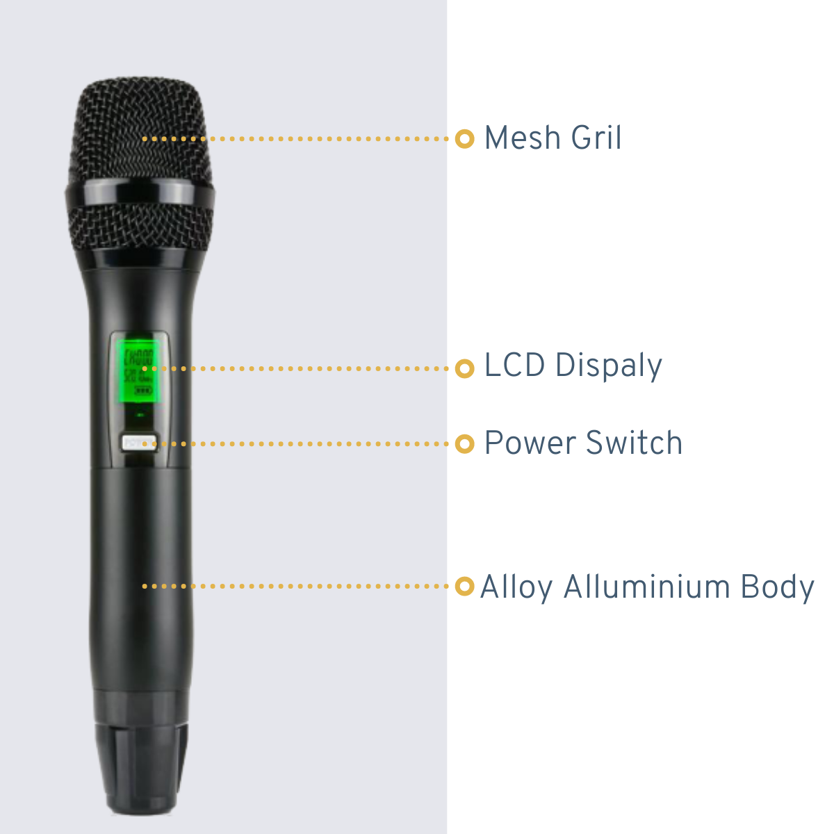 Single Channel Wireless Mic UHF band Selectable Frequencies IR Auto Pair